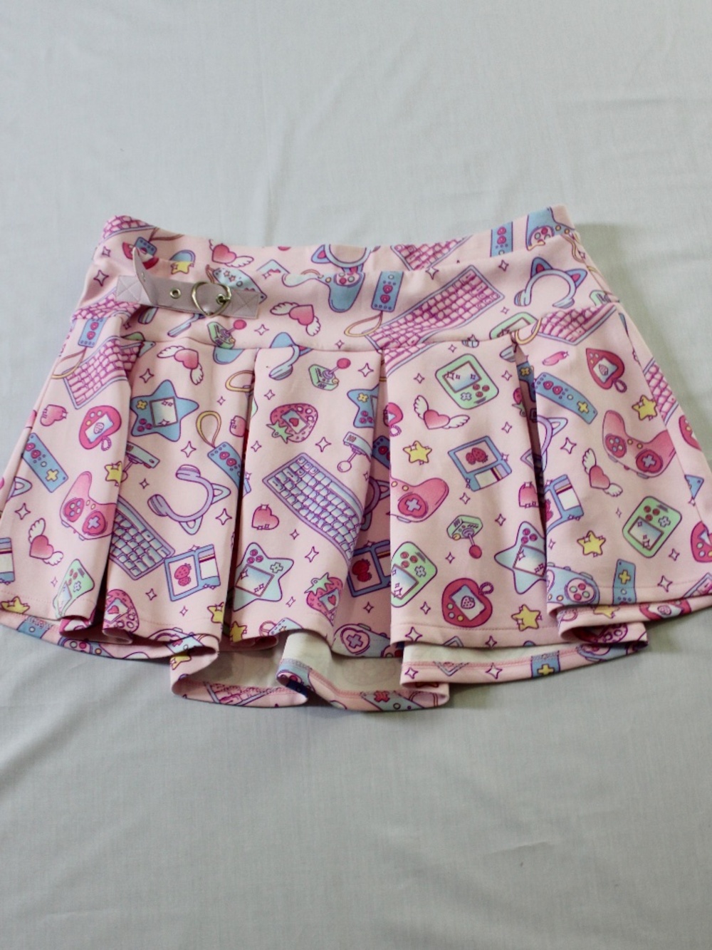 Sweet Society Pink Gamer Buckle Pleated Skirt Size L